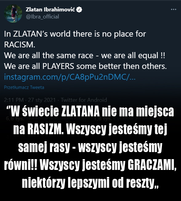 Ibrahimović odpowiada na zarzuty o rasizm!